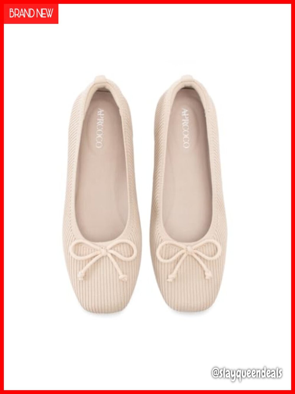 Square Toe Bowknot Ballet Knit Flats Mesh Slip On Women's Shoes